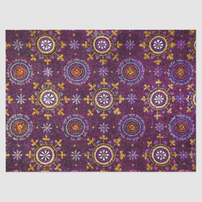 PAPEL DE SEDA RAVENNA BYZANTINE MOSAIC PURPLE BLUE STARRY NOITE (Frente )