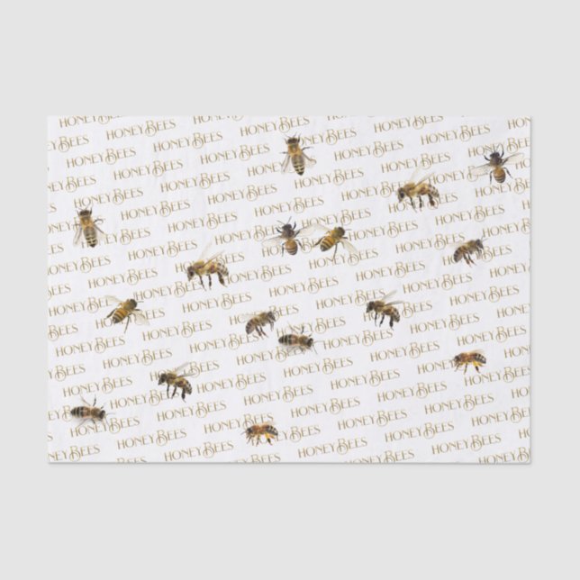 Papel De Seda Realistic HoneyBees Gold Beekeeper's Tissue Paper (Frente )