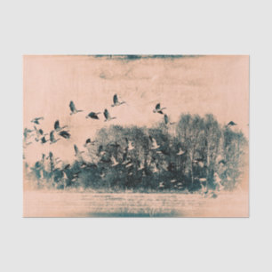 Papel De Seda Rebanho De Gansos Antigo Vintage Textura Sépia Ver