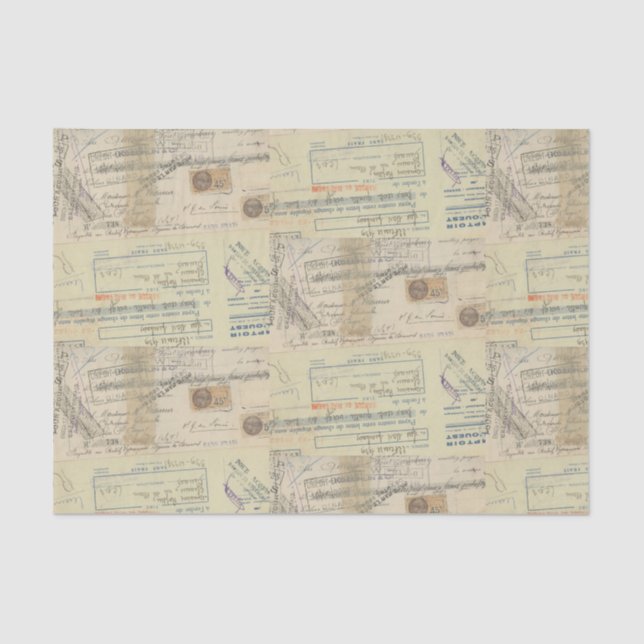 Papel De Seda Recepção Vintage com Carimbos (Frente )