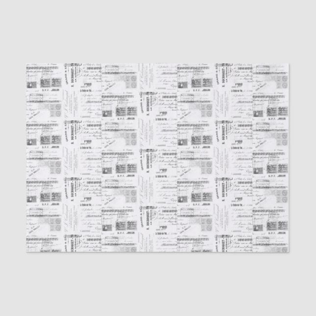 Papel De Seda Recibo Francês Vintage (Frente )