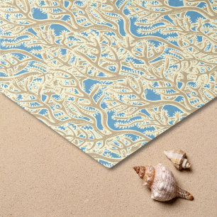 Papel De Seda Recife de bege e coral castanho