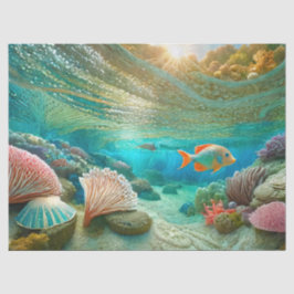 Papel De Seda Recife de Coral Colorido, Design 1