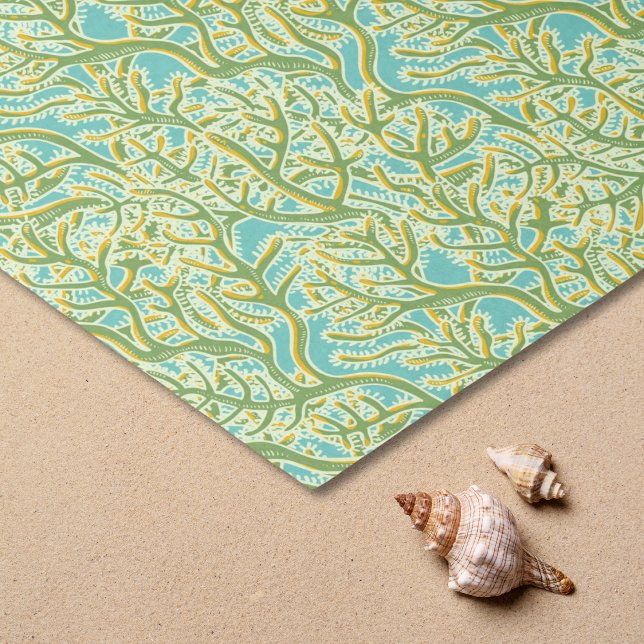 Papel De Seda Recife de Coral Verde e Amarelo (Coral Reef Tissue Paper)
