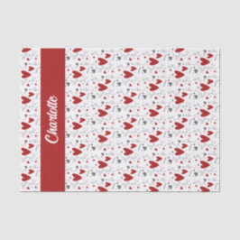 Papel De Seda Red and Black Hearts Custom Monogram Name