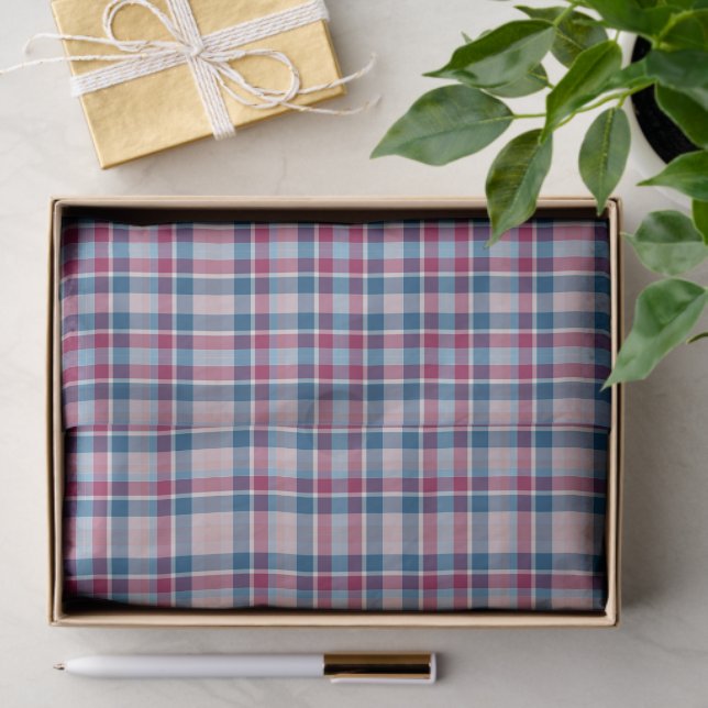 Papel De Seda Red and Blue Classic Plaid Pattern (Presente)