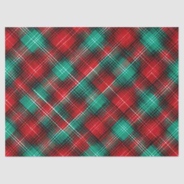 Papel De Seda Red and green holiday plaid (Frente )
