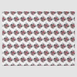 Papel De Seda Red and Silver Elegant Flowers