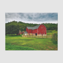 Papel De Seda Red Barns do Idyllic Wisconsin no Campo de Grass d