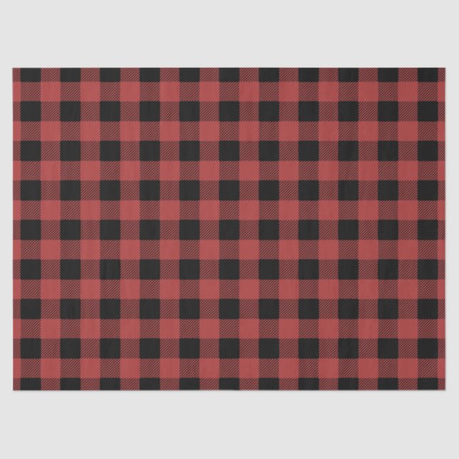 Papel De Seda Red Black Buffalo Plaid  Gingham Lumberjack (Frente )