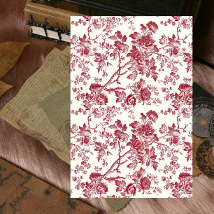 Papel De Seda Red Branch Floral French Vintage Decoupage