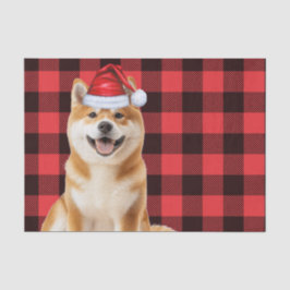 Papel De Seda Red Buffalo Plaid Christmas Akita Dog Holiday