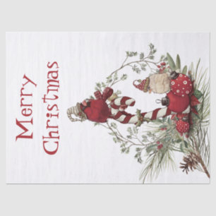 Papel De Seda Red Cardinal Chickadee Bird no inverno