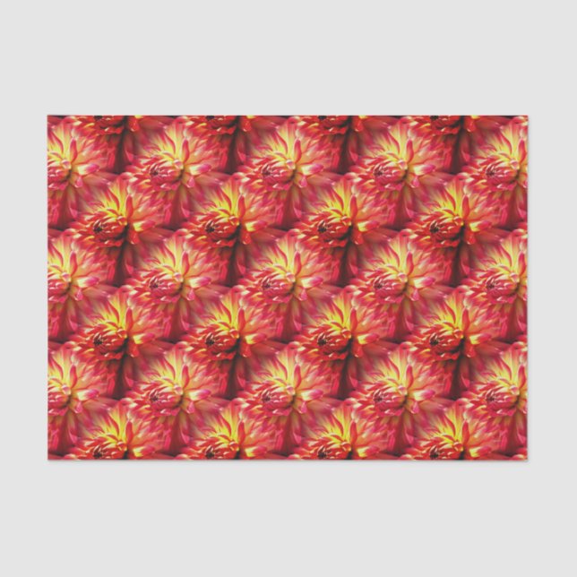 Papel De Seda Red Dahlia Flower Nature Patterno (Frente )