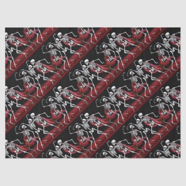 Papel De Seda Red Death Dancing Skeletons Casamento Gótico (Frente )