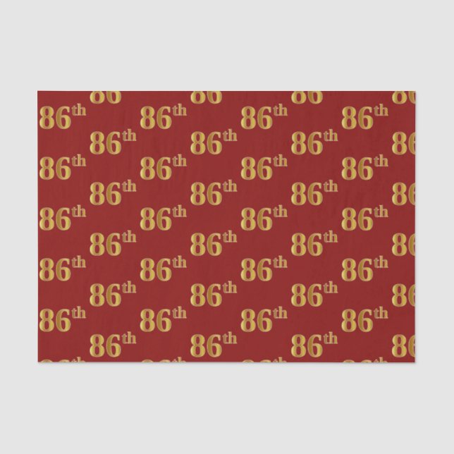 Papel De Seda Red, Faux Dourado 86º (oitenta e seis) Evento (Frente )