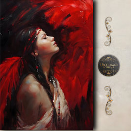 Papel De Seda Red Feather Native American Woman Decoupage