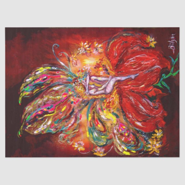Papel De Seda RED FLOWY FAIRY Fantasy (Frente )