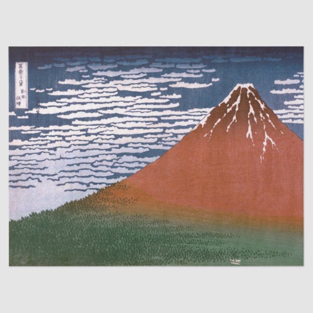 Papel De Seda Red Fuji, Aka Fujiyama Volcano Katsushika Hokusai (Frente )
