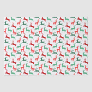Papel De Seda Red Green Christmas Reindeer White