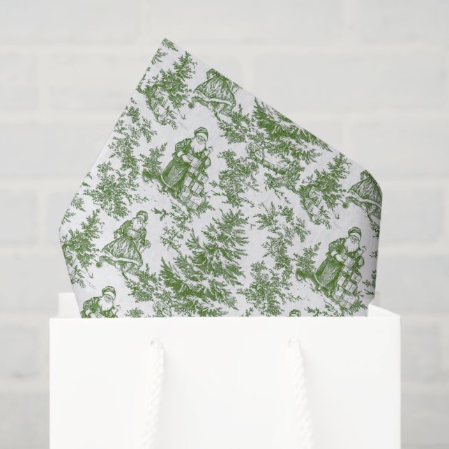 Papel De Seda Red & Green Christmas Santa Toile (Sacola de presentes)