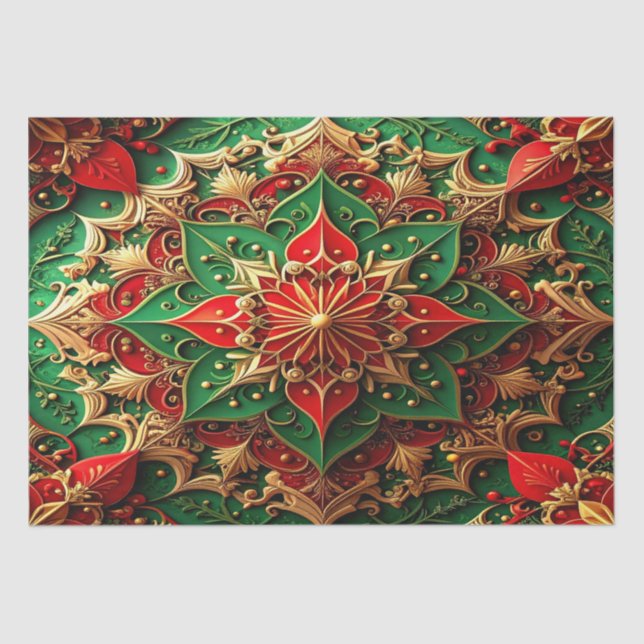 Papel De Seda Red Green Decorative Holiday Tissue Paper (Frente )