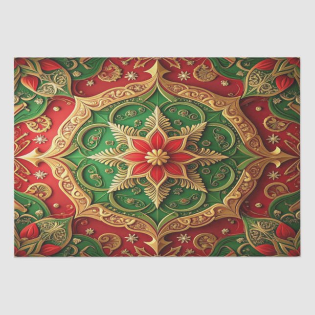 Papel De Seda Red Green Decorative Holiday Tissue Paper (Frente )