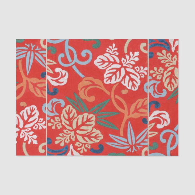 Papel De Seda Red Hawaiian Japan Kimono: Vintage Floral (Frente )
