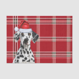 Papel De Seda Red Holiday Plaid Christmas Dalmatian Dog Lover