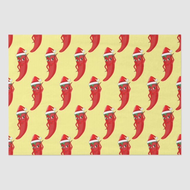 Papel De Seda Red Hot Pepper Diva Com Santas Hat (Frente )