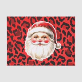 Papel De Seda Red Leopardo Imprime Retro Papai Noel Natal