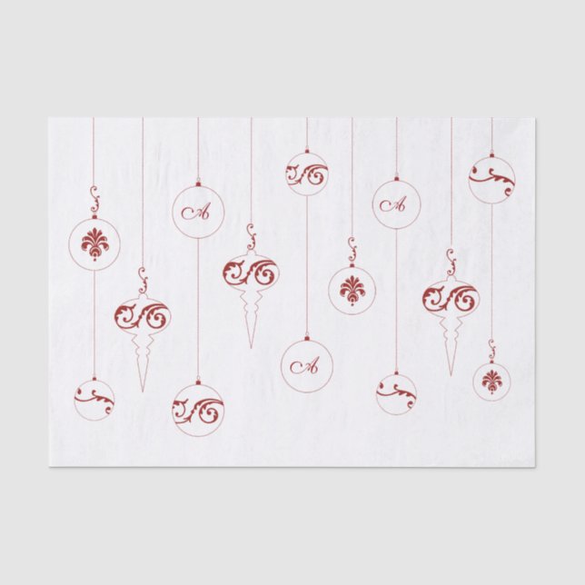 Papel De Seda Red Monogramas Bauble Hanging Ornaments Natal (Frente )