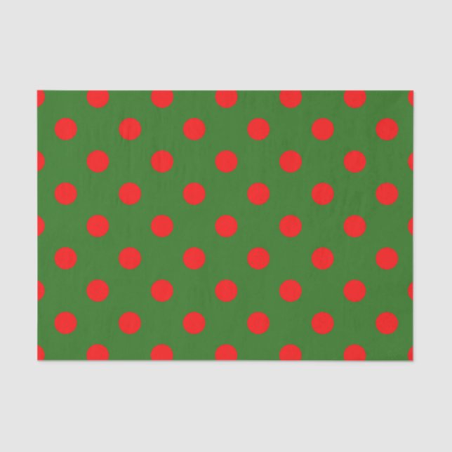 Papel De Seda Red On Green Polka Dots Pattern Design  (Frente )