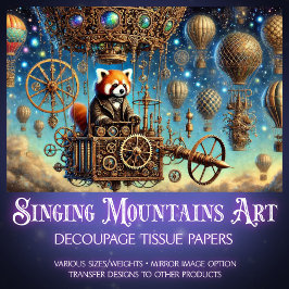 Papel De Seda Red Panda Whimsic Steampunk Adventure