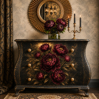 Papel De Seda red Peony Bouquet Art Print | Dark Moody Botanic