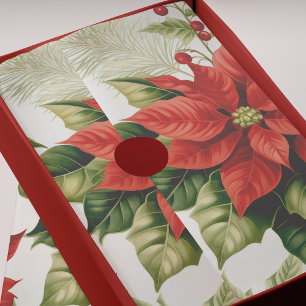 Papel De Seda Red Poinsettia Holly Berry Natal Festivo