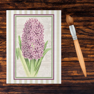 Papel De Seda Red Purple Hyacinth n Gold Stripes Botanical Art 