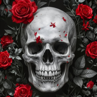 Papel De Seda Red Red Roses Skull – Decoupage Paper