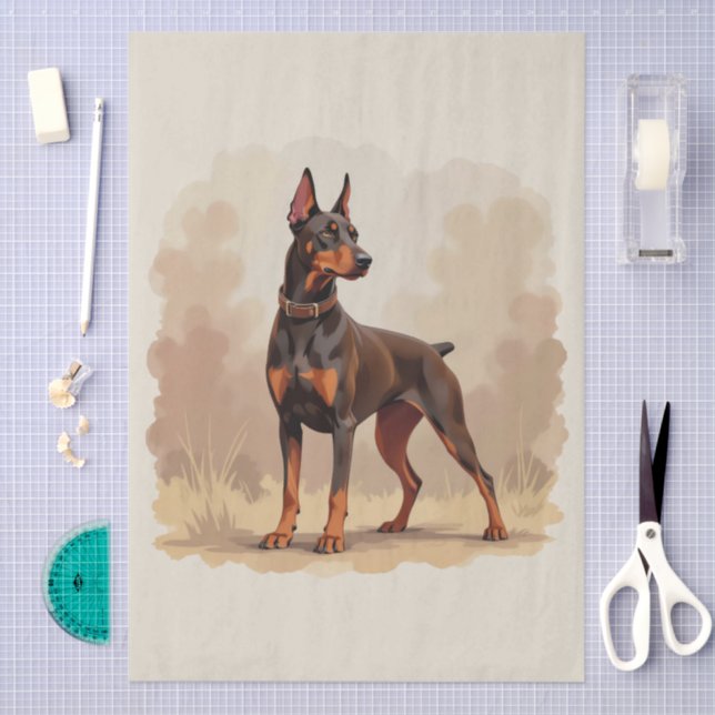 Papel De Seda Red Rust Brown Doberman Pinscher Dog (Arte )