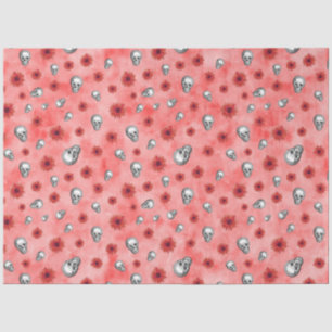 Papel De Seda Red Skulls and Sunflower Series Design 6