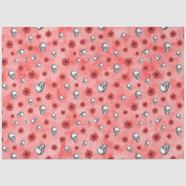 Papel De Seda Red Skulls and Sunflower Series Design 6 (Frente )