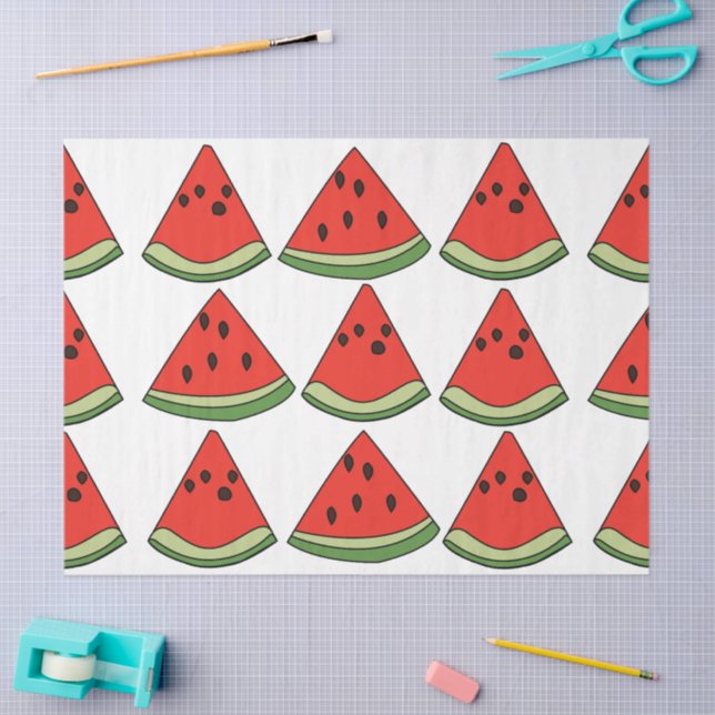Papel De Seda Red Watermelon Slices  (Arte )