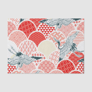 Papel De Seda Red White Bird Japonês Kimono Floral Decoupage