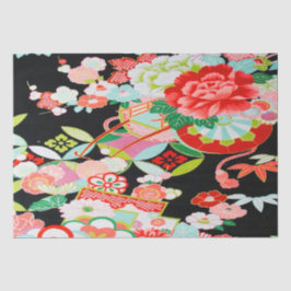 Papel De Seda Red White Black Japonês Kimono Floral Decoupage
