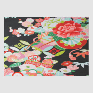 Papel De Seda Red White Black Japonês Kimono Floral Decoupage