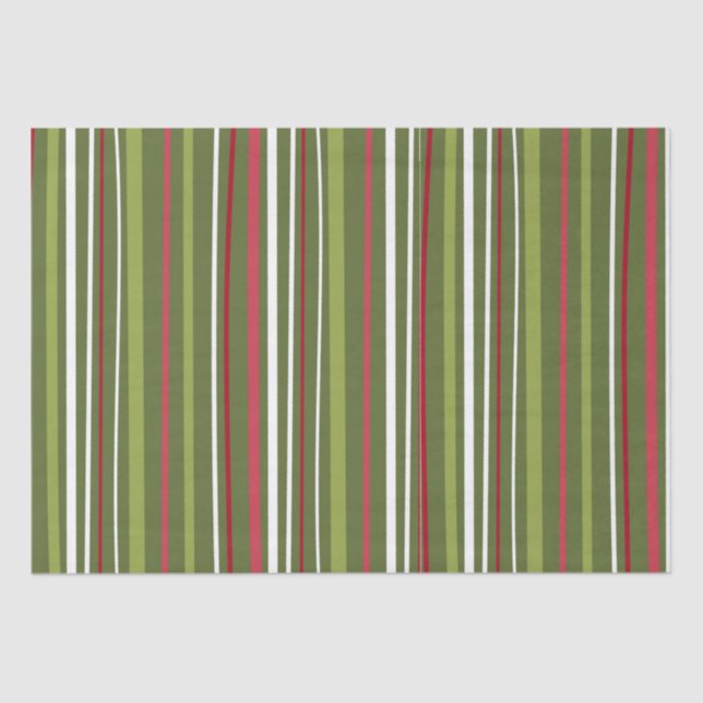 Papel De Seda Red White e Green Stripes (Frente )