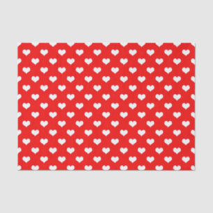 Papel De Seda Red White Love Heart Pattern Design