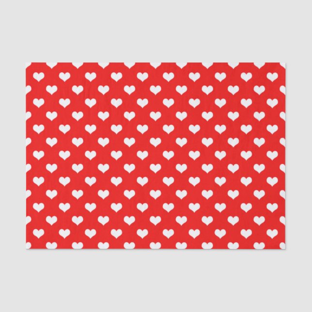Papel De Seda Red White Love Heart Pattern Design (Frente )