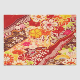 Papel De Seda Red White Orange Japonês Kimono Floral Decoupage