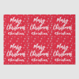 Papel De Seda Red & White Script Trendy Modern Felry Natal